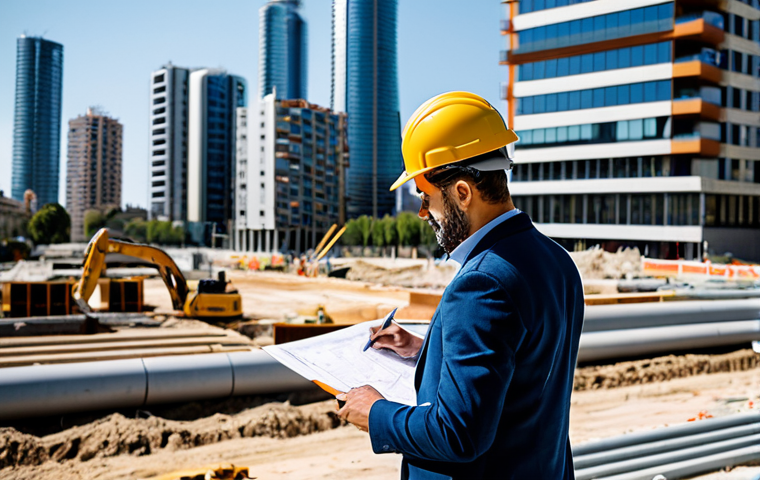 **
A professional architect, fully clothed in a stylish but modest business casual outfit, reviewing blueprints on a sunny construction site in Barcelona. Modern buildings are in the background, workers in hard hats are visible, safe for work, appropriate content, perfect anatomy, natural proportions, professional photography, high quality.
**
